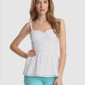 Lily Pulitzer White Peplum Lace Tank Top